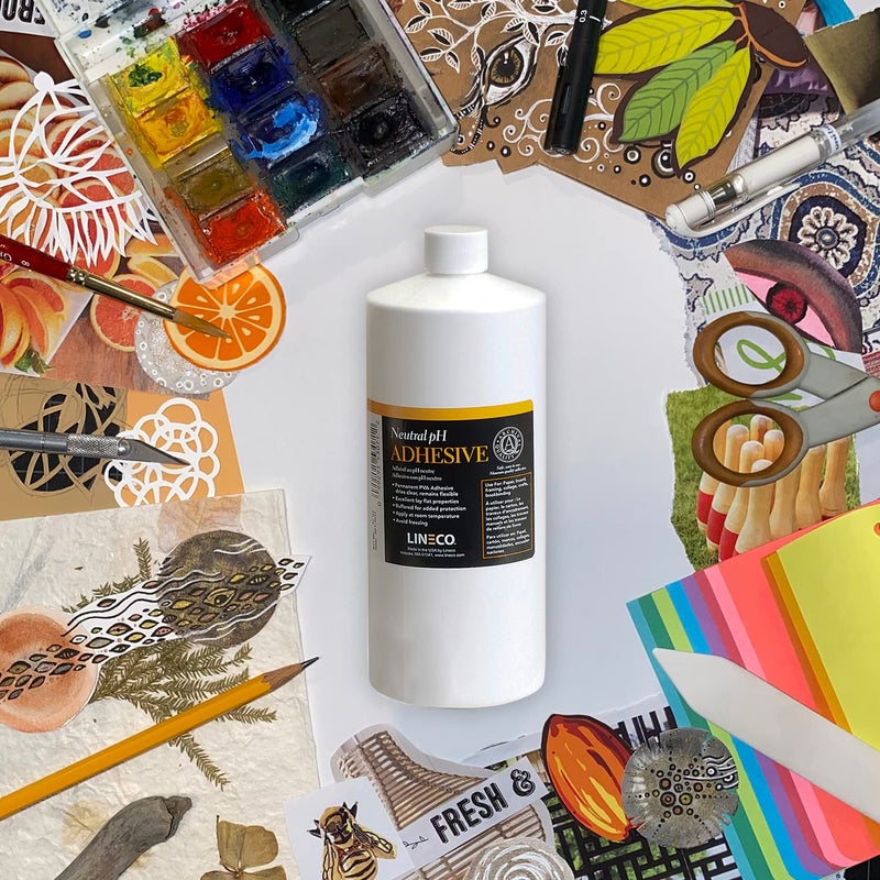 لينيكو لاصق PVA متعدد الأغراض خالٍ من الأحماض من Lineco، يجف بشكل شفاف، مرن، 1 لتر، مثالي لتجليد الكتب، وإصلاح الكتب، والتأطير، والفنون الورقية والحرف اليدوية - Image 5